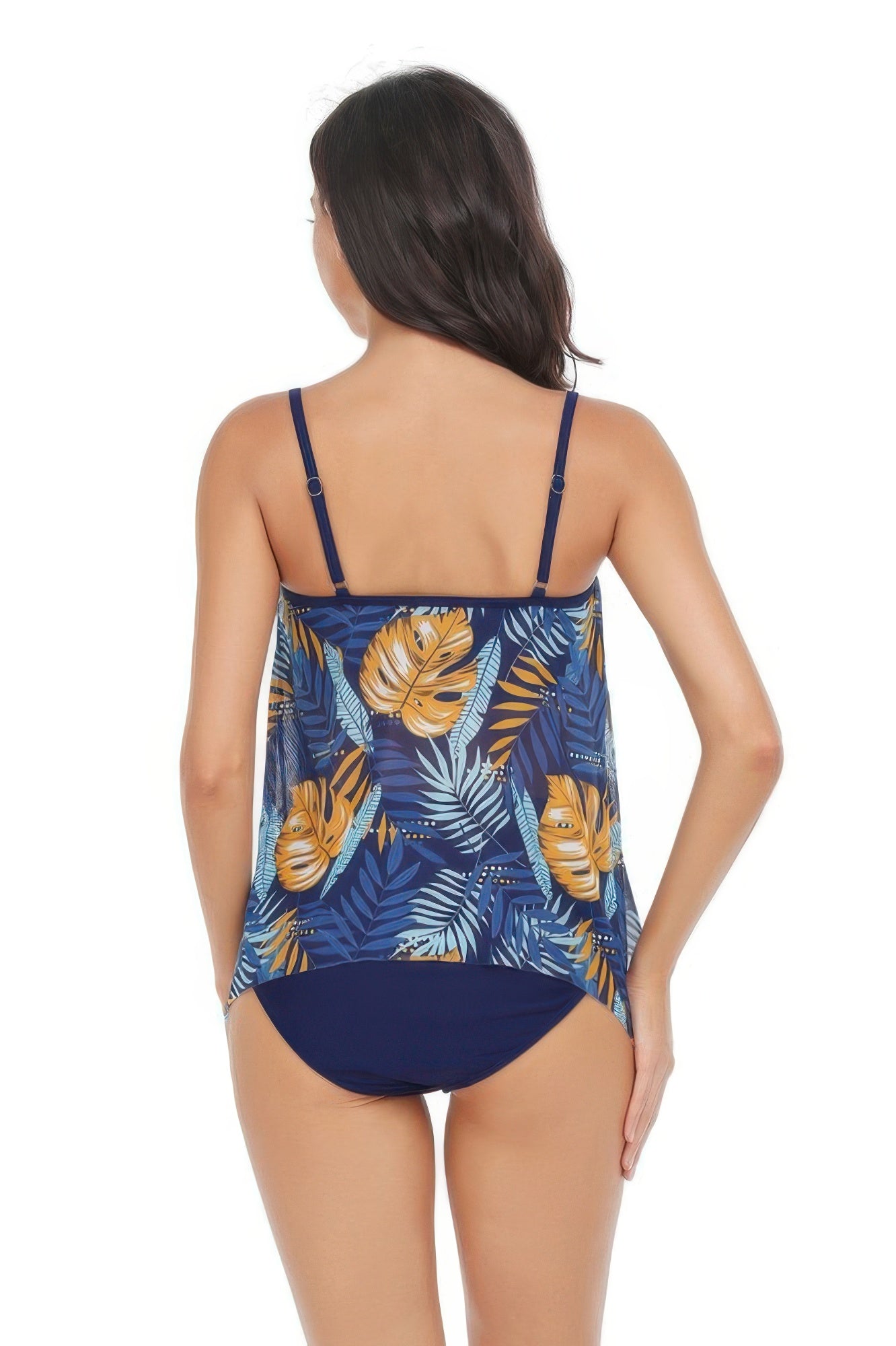 Sleeveless Strappy Floral Print Split Swimsuit Set