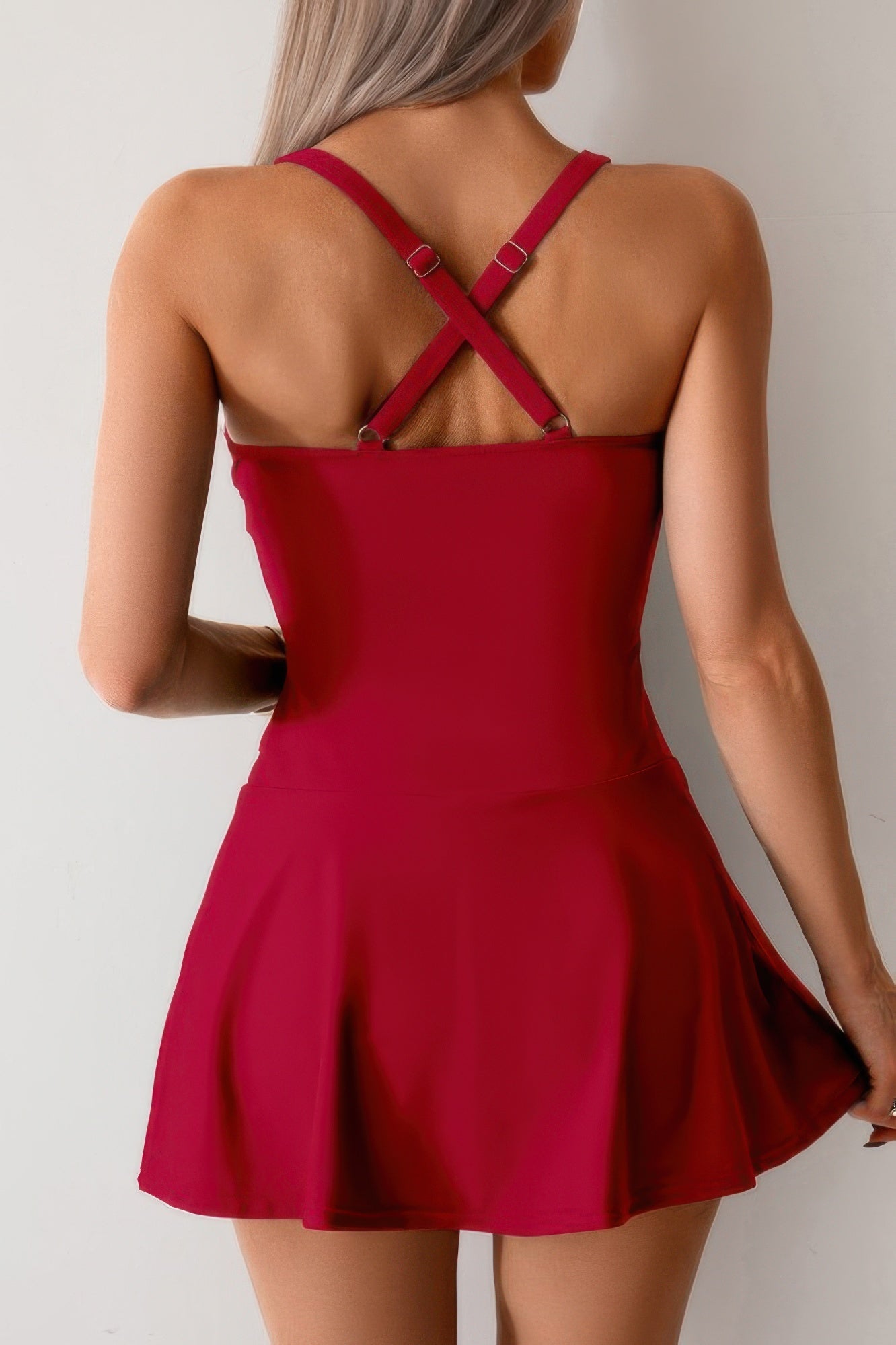 One Piece Ruched Crossover Sleeveless Swimsuit