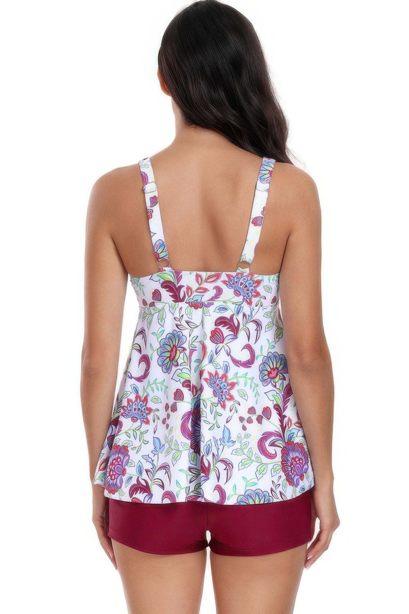 Printed Sleeveless Ruffle Two Pieces Swimsuits