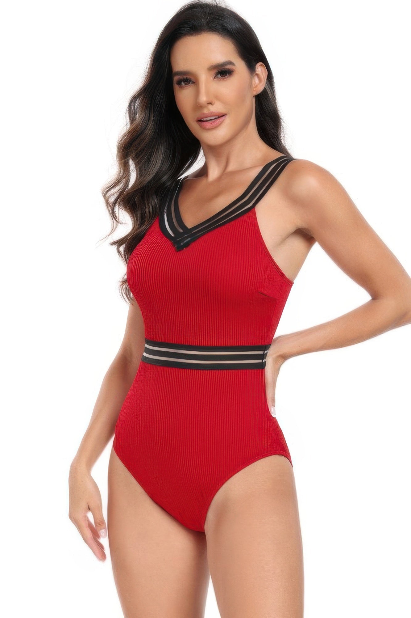 Solid Knit Sleeveless Lace Tirm Fit Swimsuits