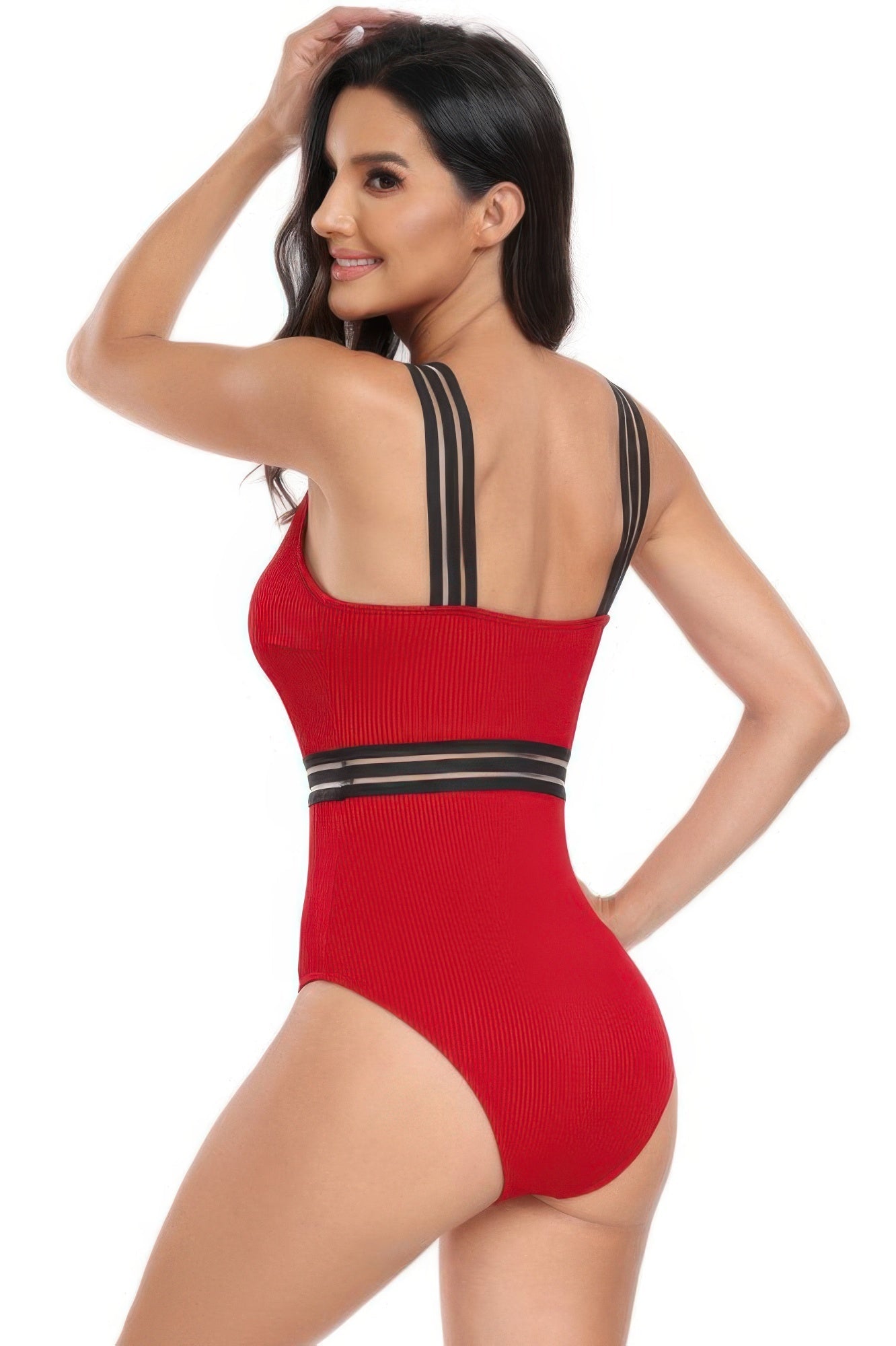 Solid Knit Sleeveless Lace Tirm Fit Swimsuits