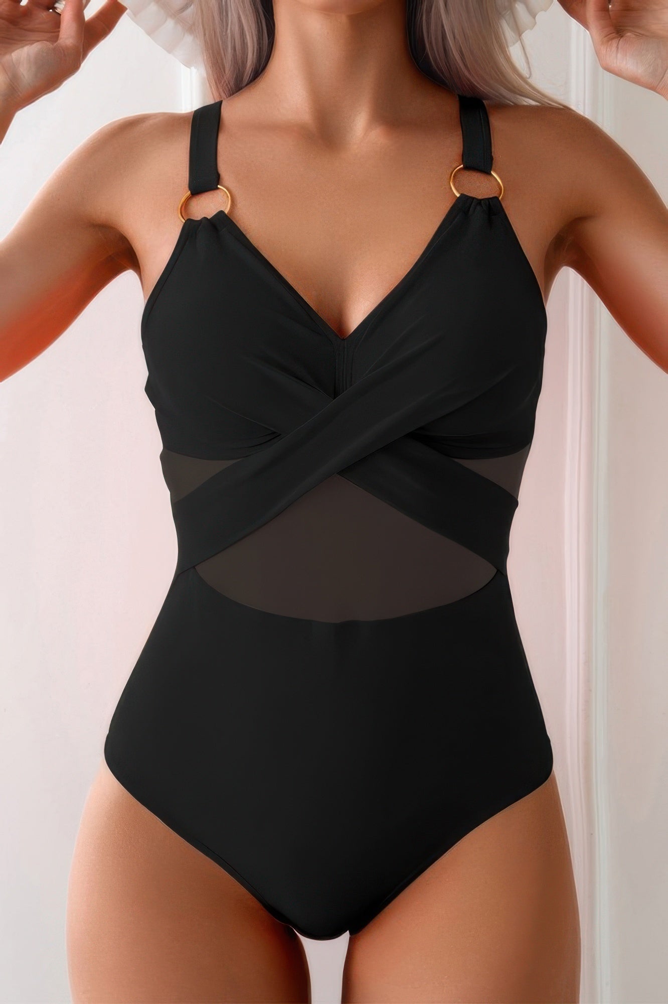 One Piece Cross Lace Adjustable Straps Swimsuits