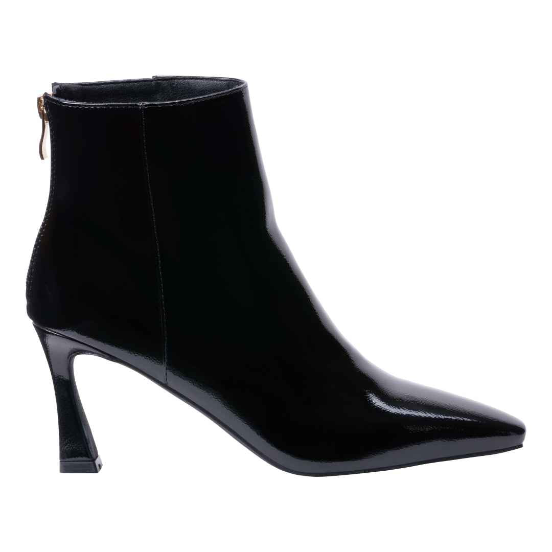 Women’s Marcel Black Bootie | Pointed Toe Flared Heel Boots