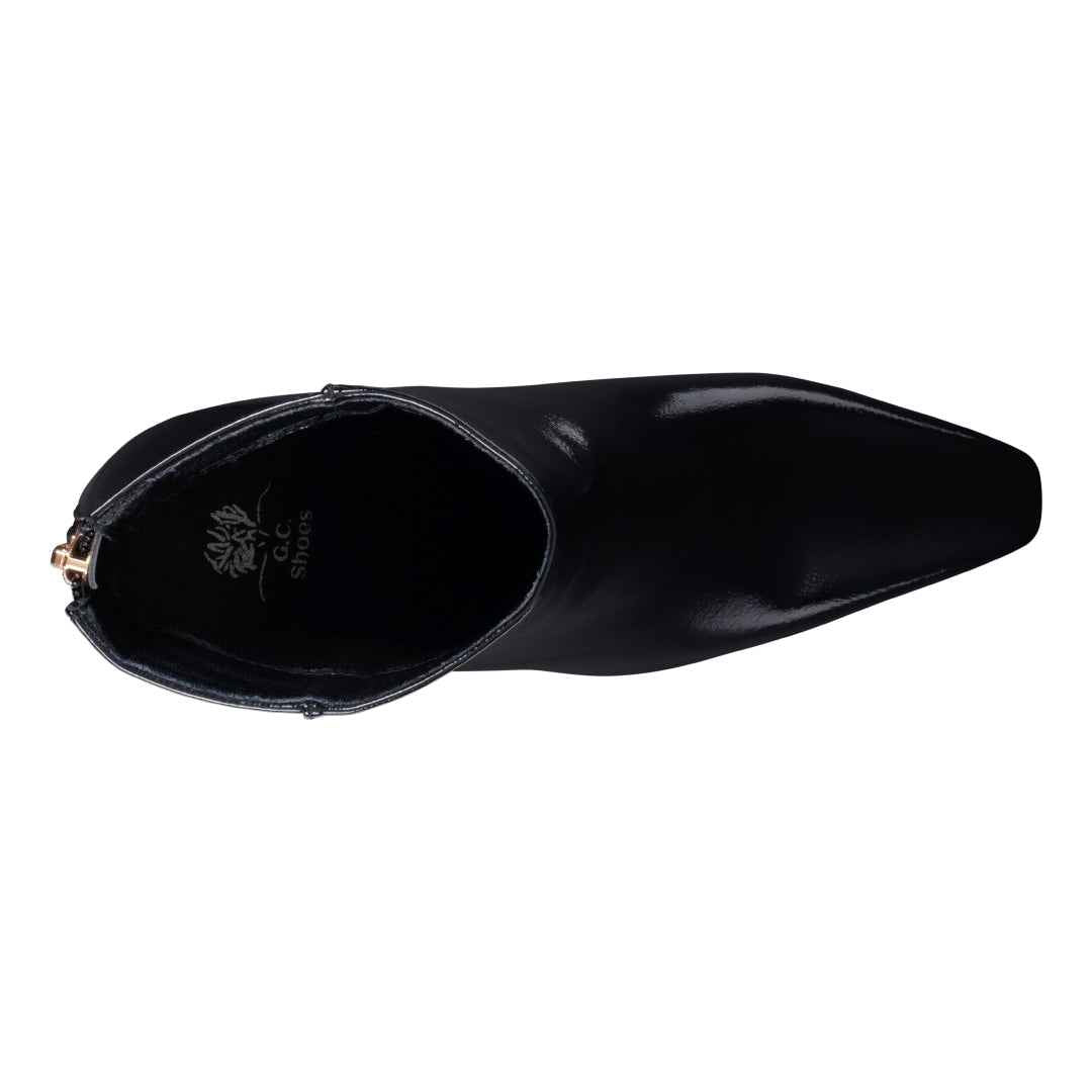 Women’s Marcel Black Bootie | Pointed Toe Flared Heel Boots