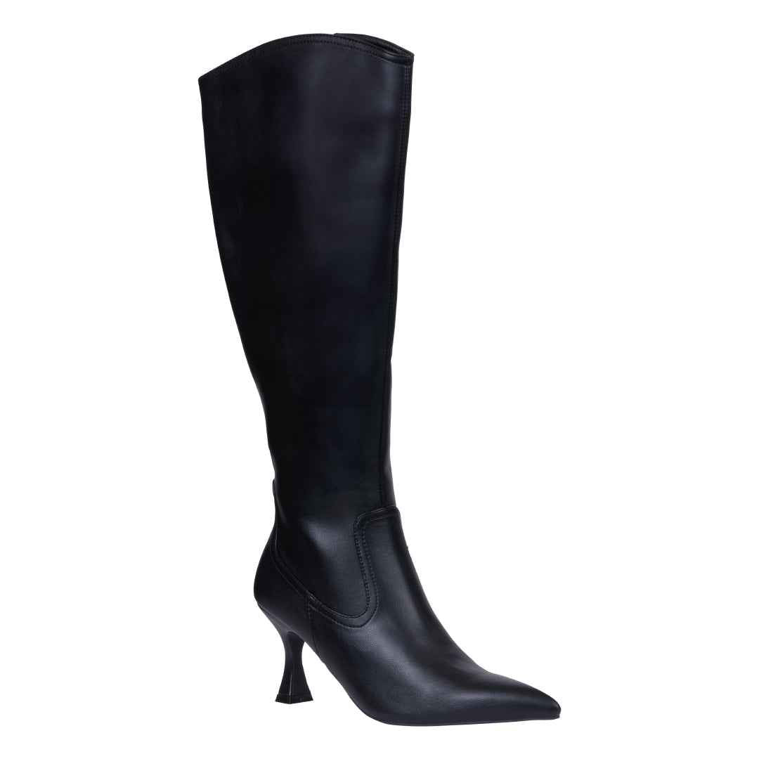 Women’s Vanessa Black Bootie | Knee-High Pointed Heel Boots
