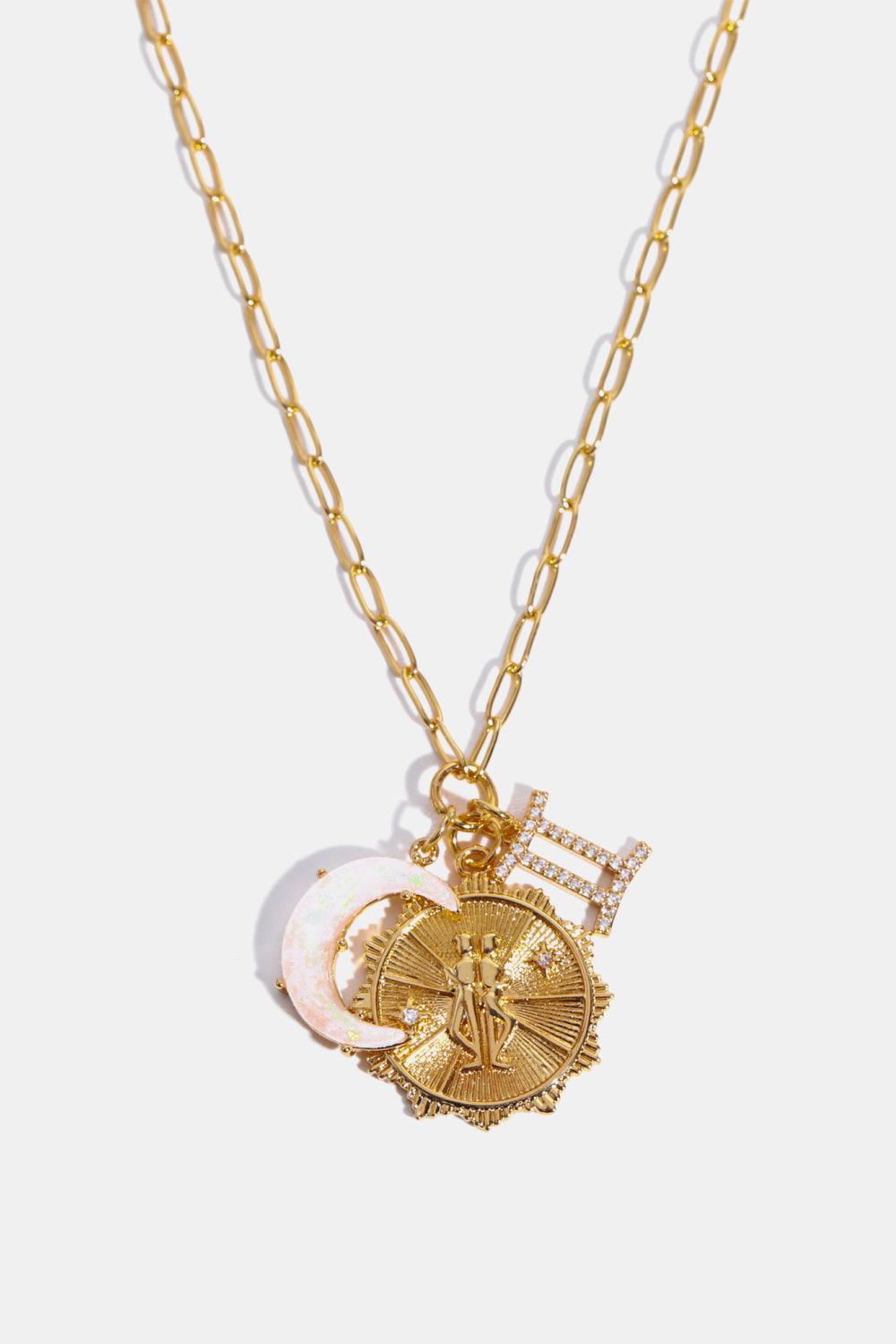 Constellation and Moon Pendant Copper Necklace Gemini One Size