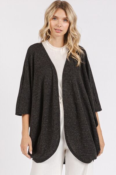 Mittoshop Open Front Batwing Sleeve Cardigan Black