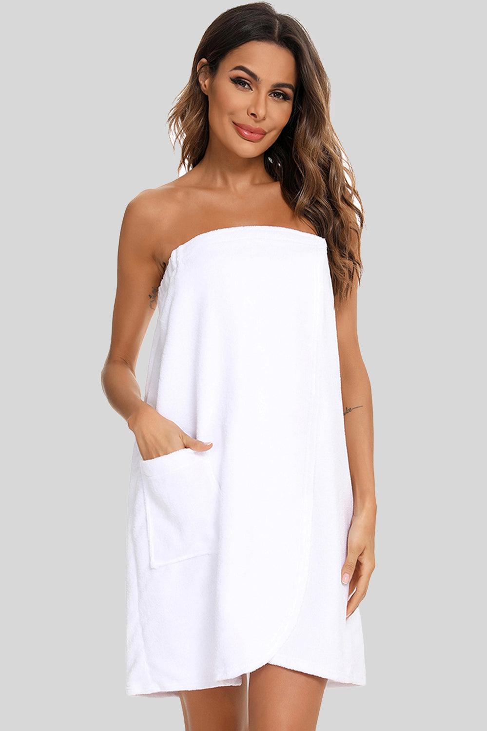 Strapless Robe with pocket White