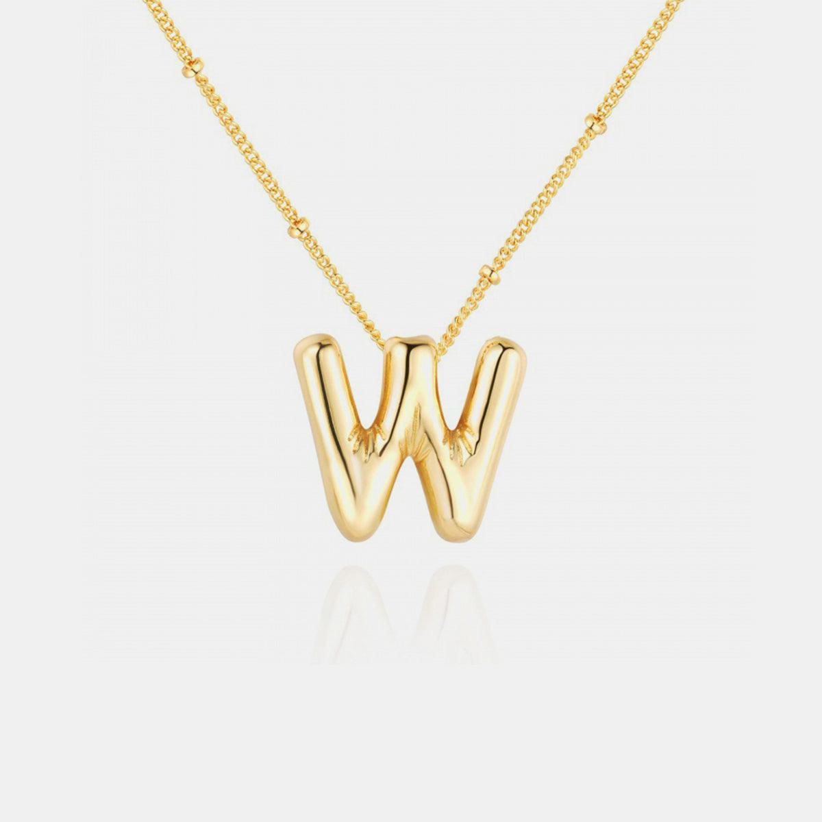 Gold-Plated Bubble Initial Necklace Style W One Size