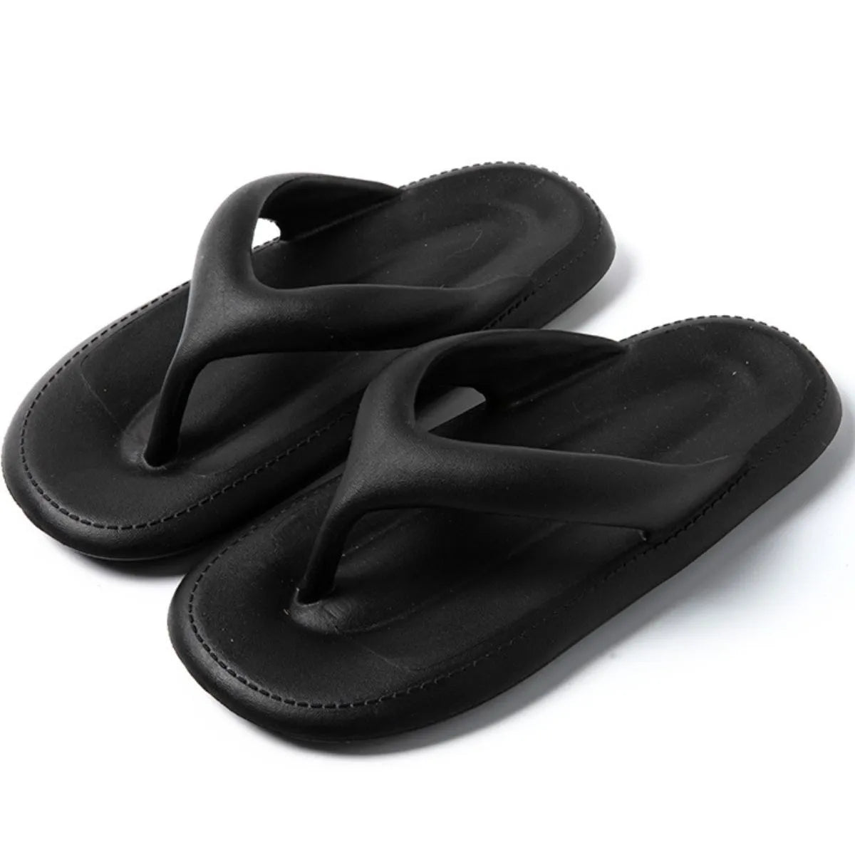 Toe Post Platform Slippers Black