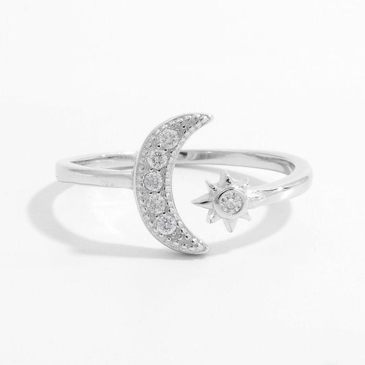 925 Sterling Silver Moon Open Ring Silver