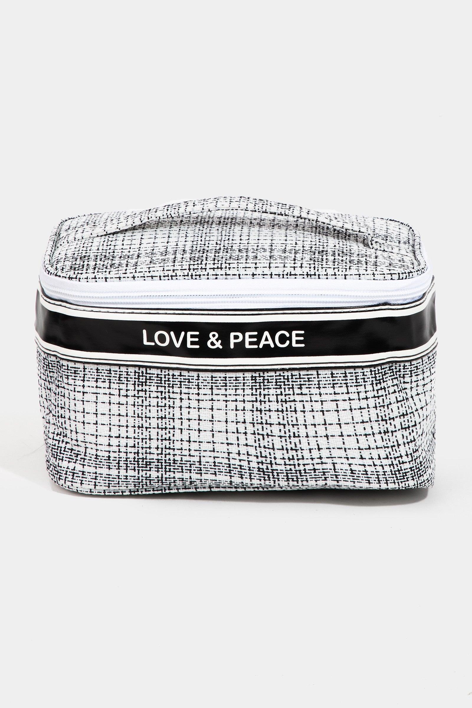 Fame Love & Peace Striped Handle Bag White One Size