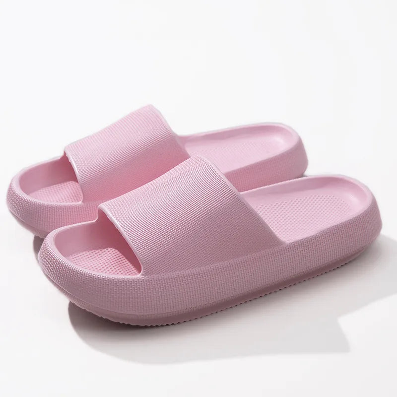 Open Toe Platform Slippers Pink
