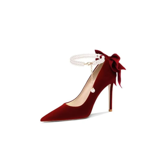 Point Toe Stiletto Pumps Burgundy