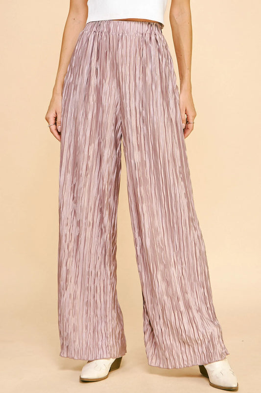 Davi & Dani Geo-pleated Elastic Waistband Pants
