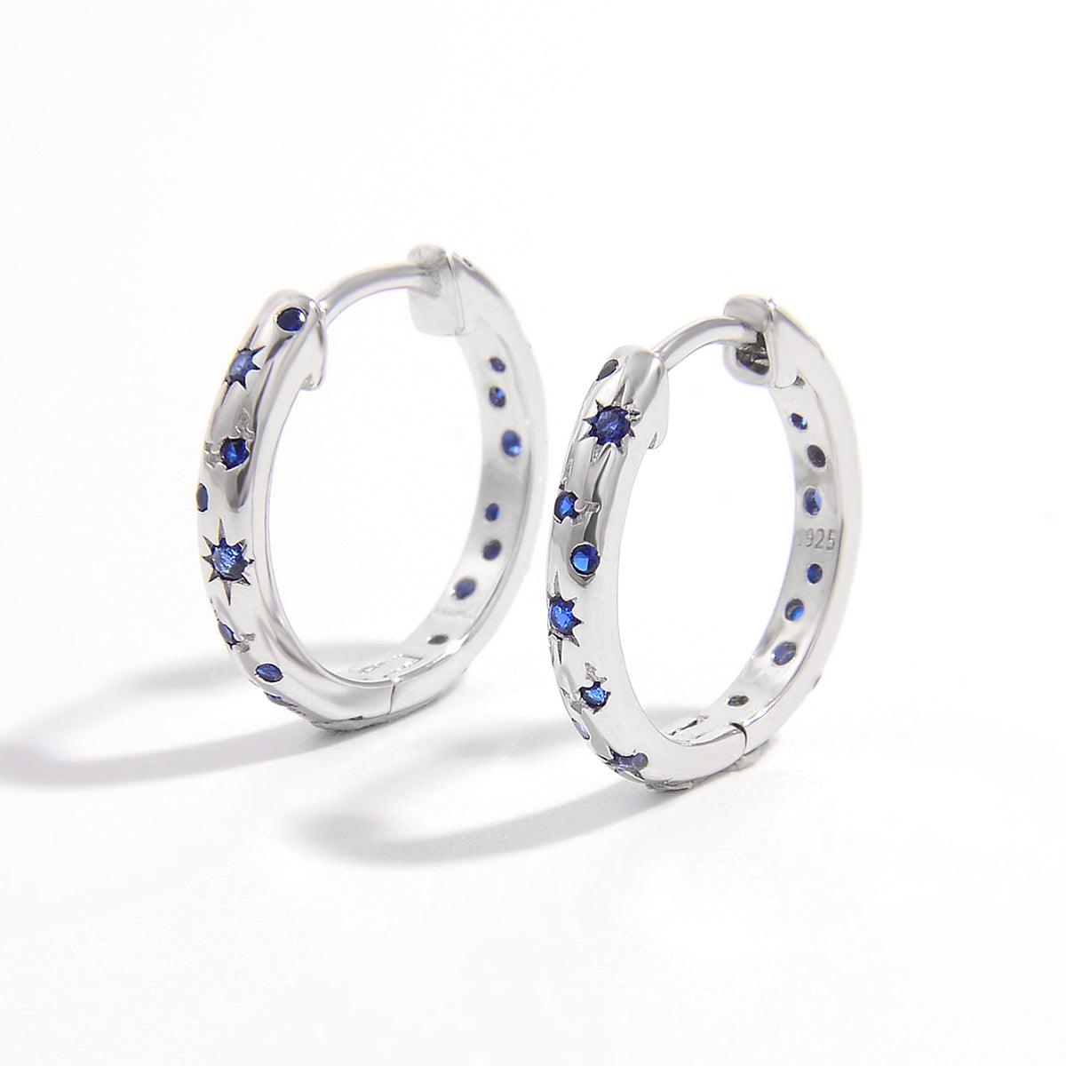 925 Sterling Silver Inlaid Zircon Huggie Earrings Silver One Size
