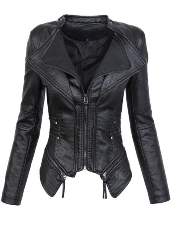 Black leather jacket on a white background