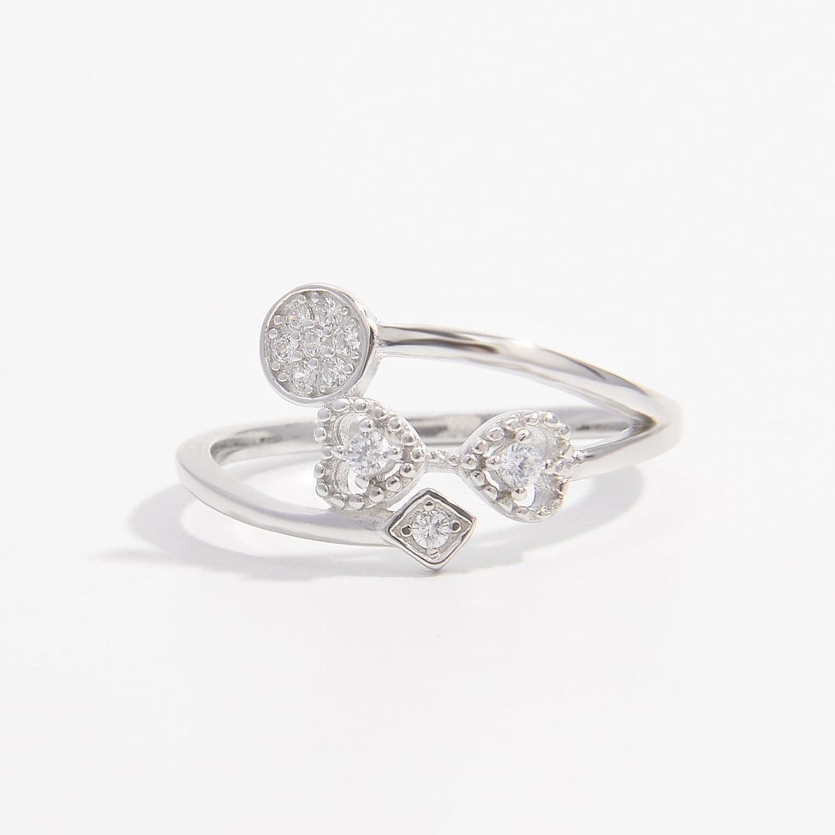 925 Sterling Silver Inlaid Zircon Ring Silver
