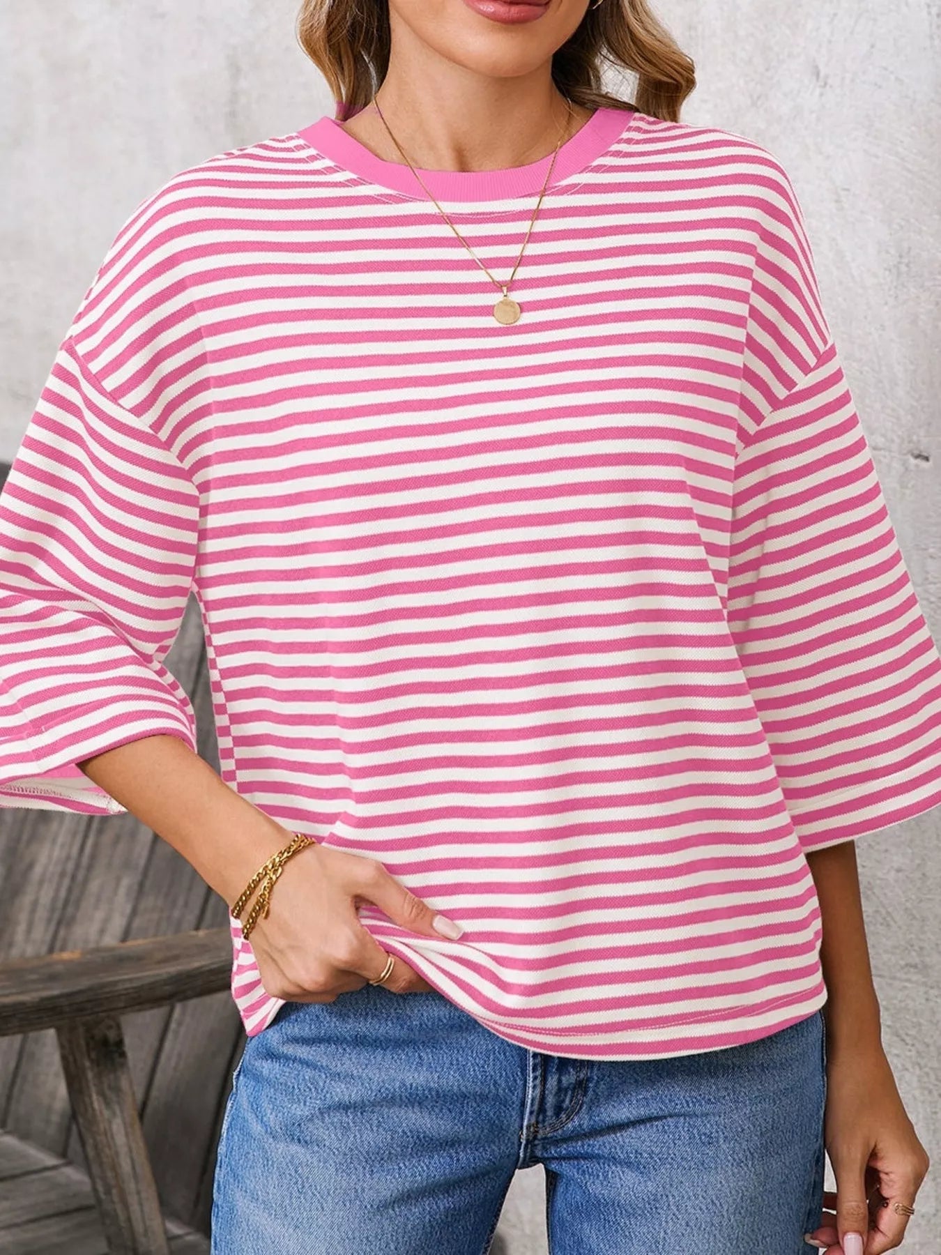 Striped Back Bow Tie T-Shirt