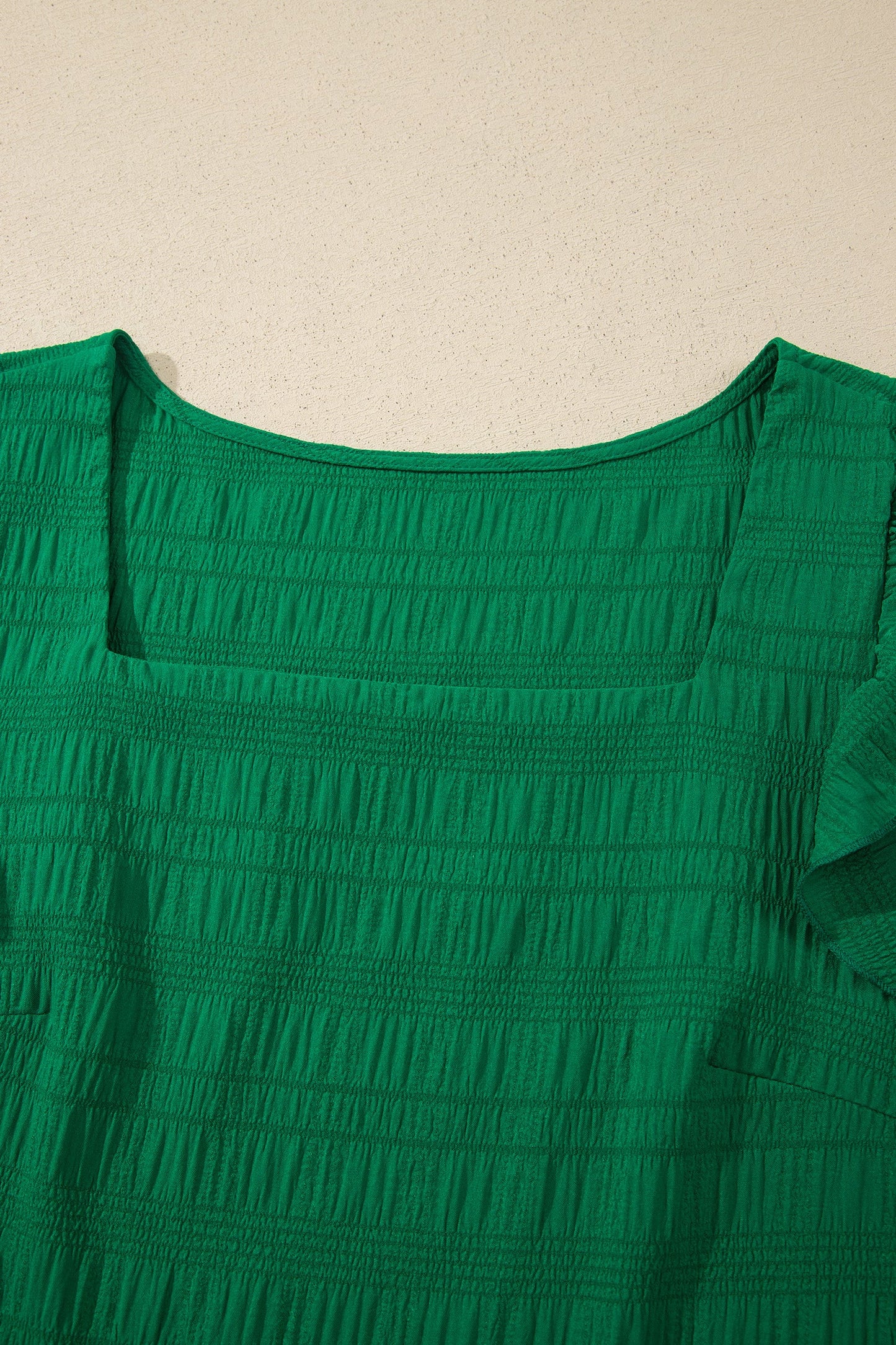 Solid Textured Square Neck Top & Shorts Set