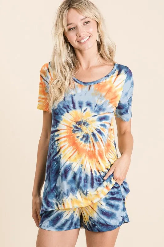BiBi Tie Dye Print Casual Shorts