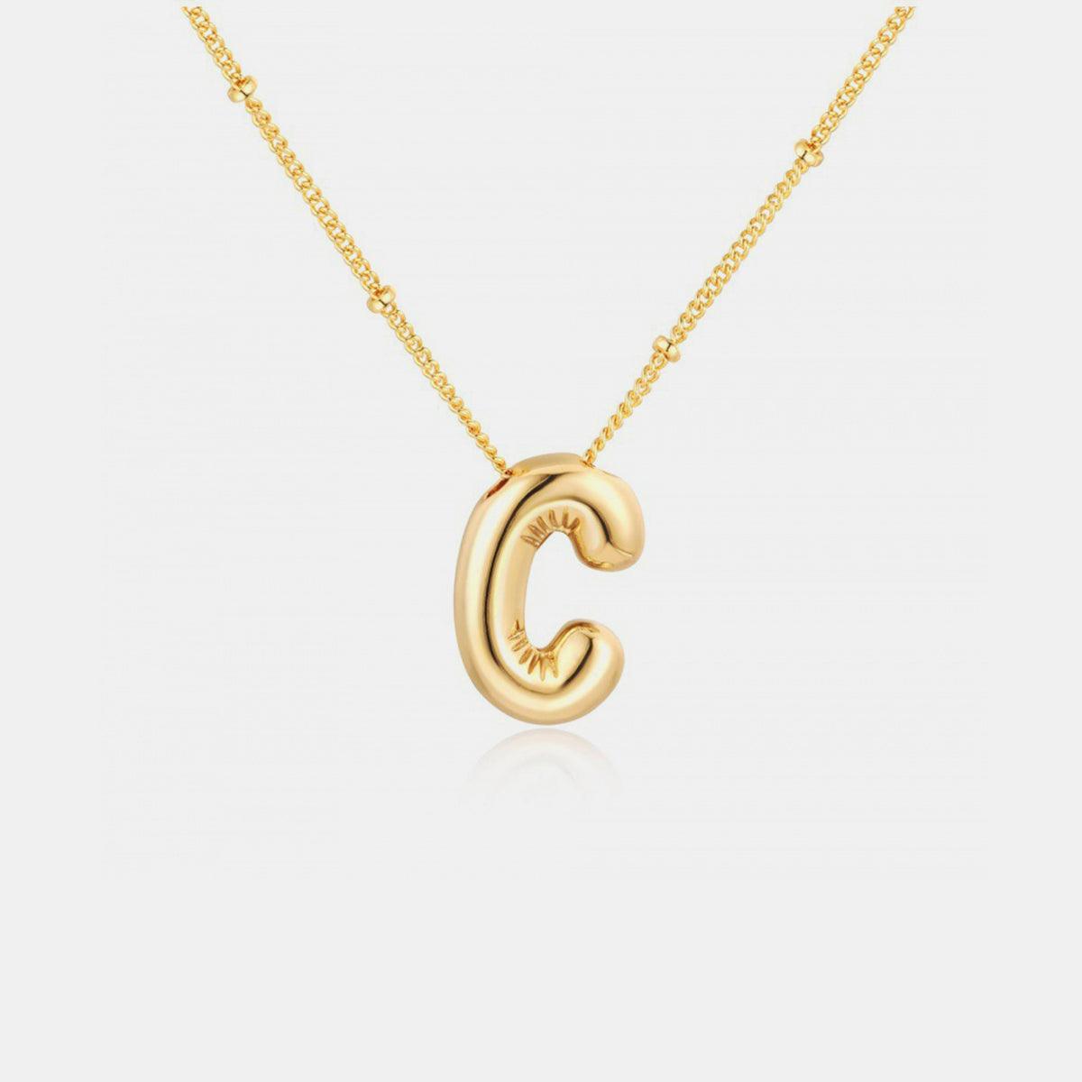 Gold-Plated Bubble Initial Necklace Style C One Size