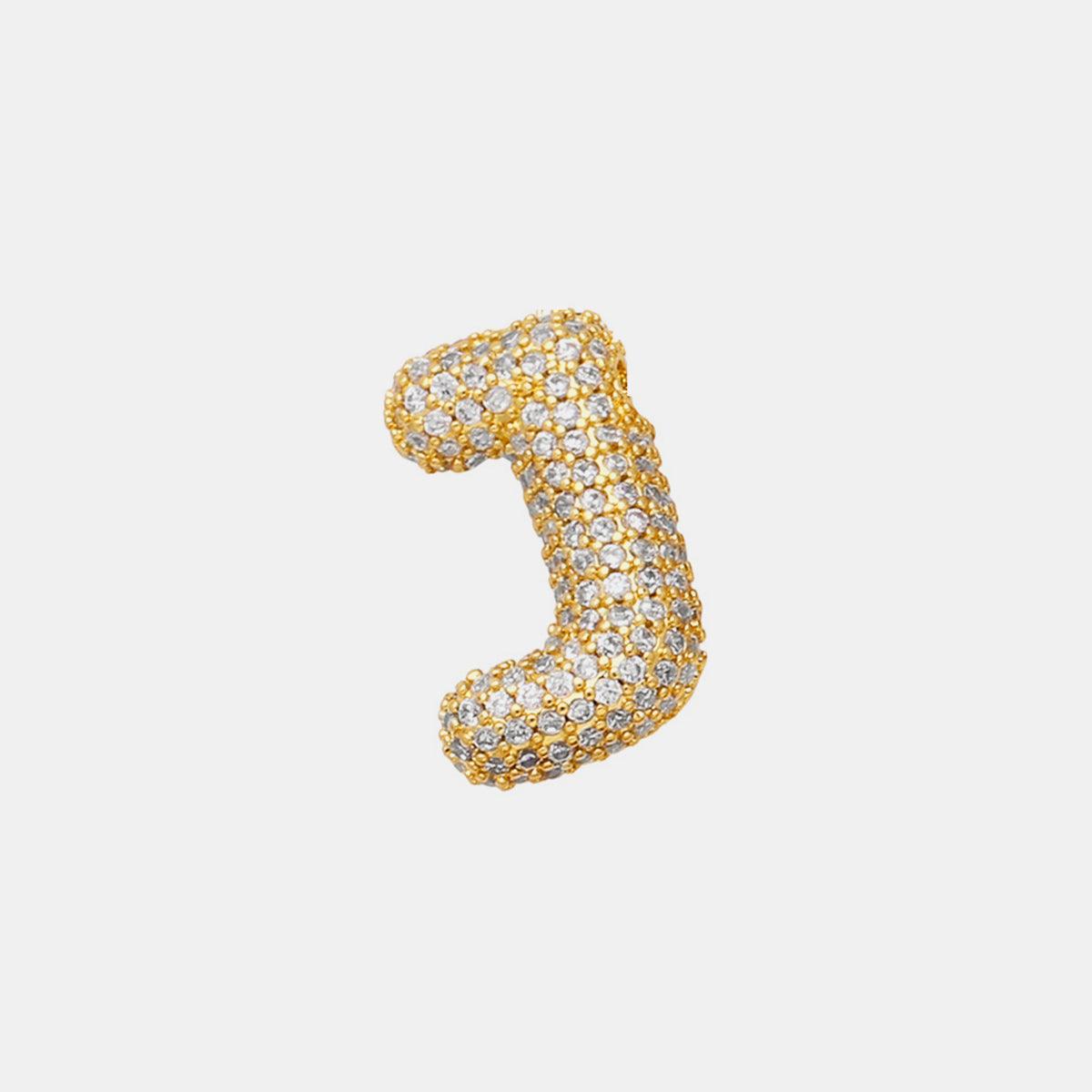 Inlaid Zircon Bubble Initial Necklace Style J One Size
