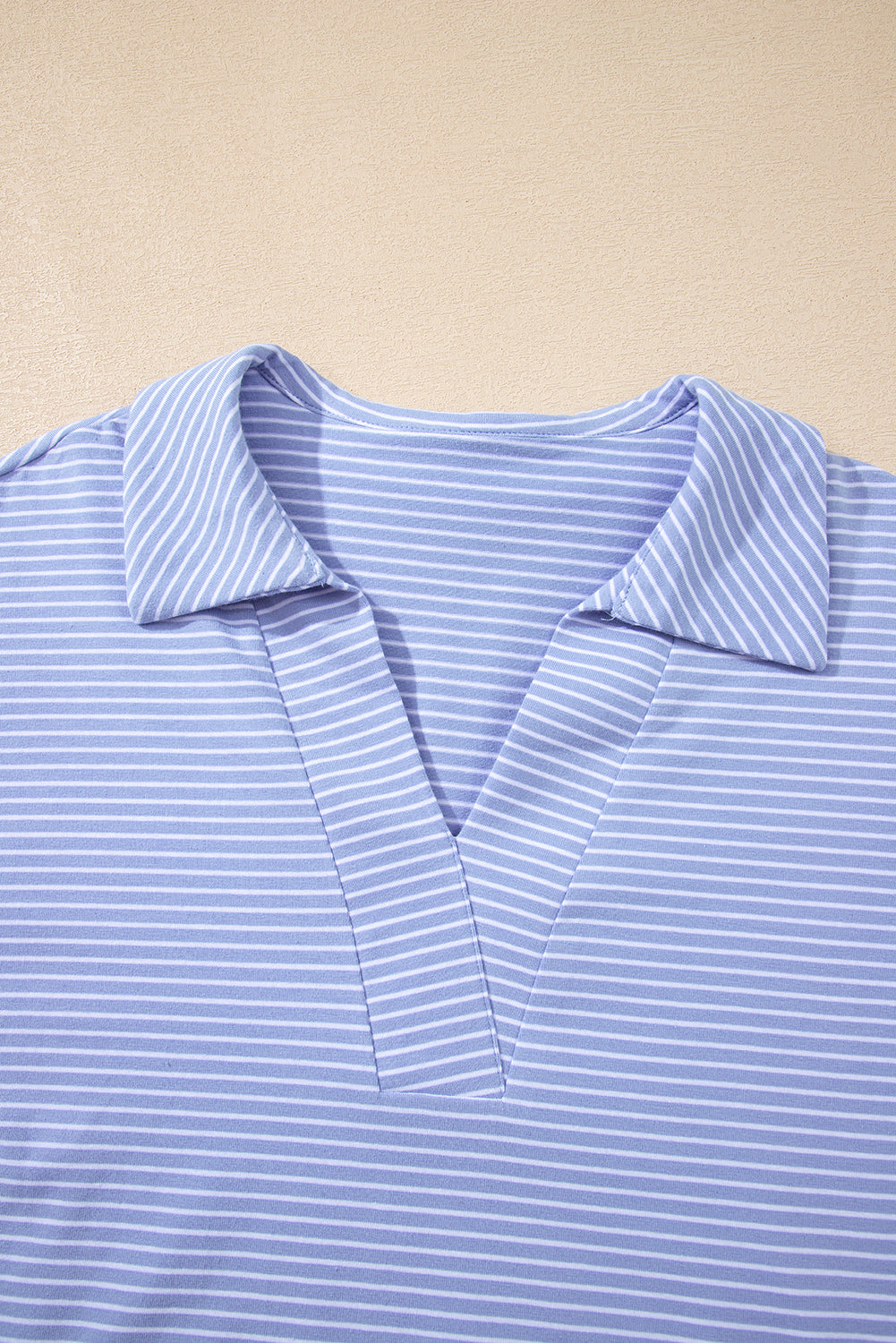 Stripe Dolman Sleeve Polo Shirt & Drawstring Shorts Set