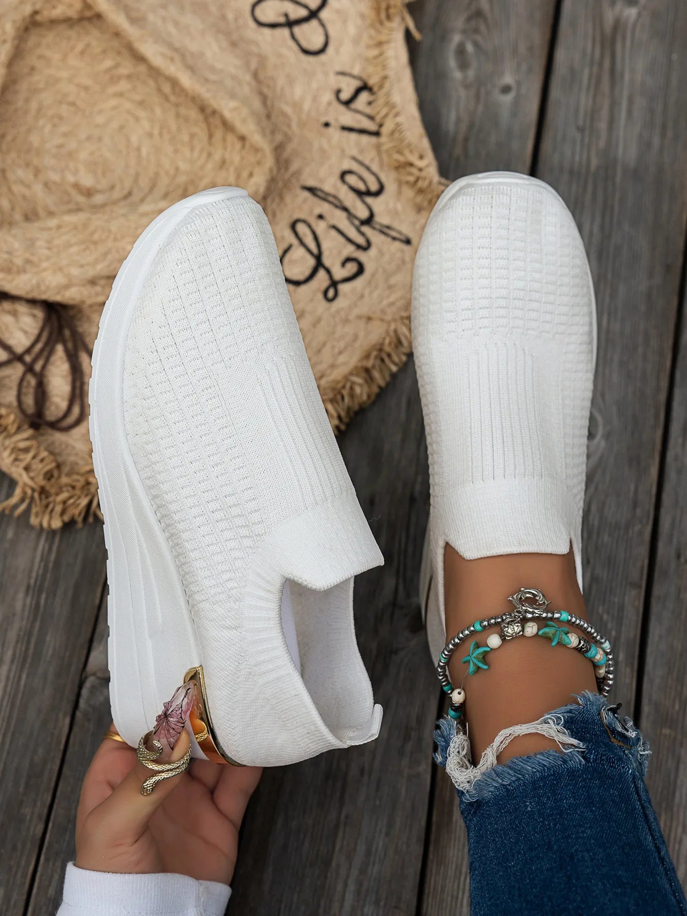 Round Toe Wedge Sneakers