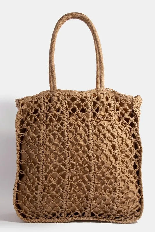 Fame Intricate Braided Tote Bag KA One Size