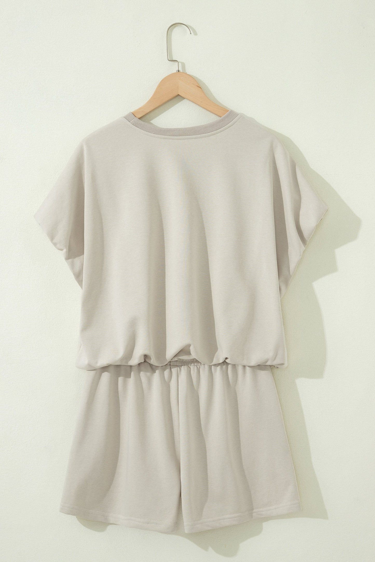 Solid Puff Sleeve Top & Drawstring Shorts Set