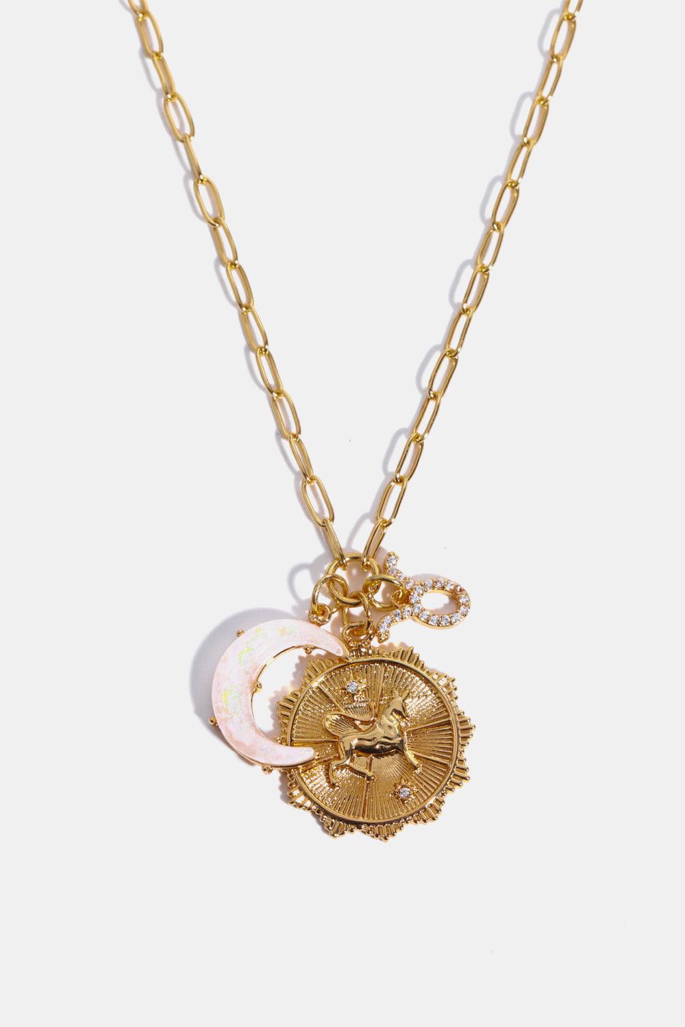 Constellation and Moon Pendant Copper Necklace Taurus One Size