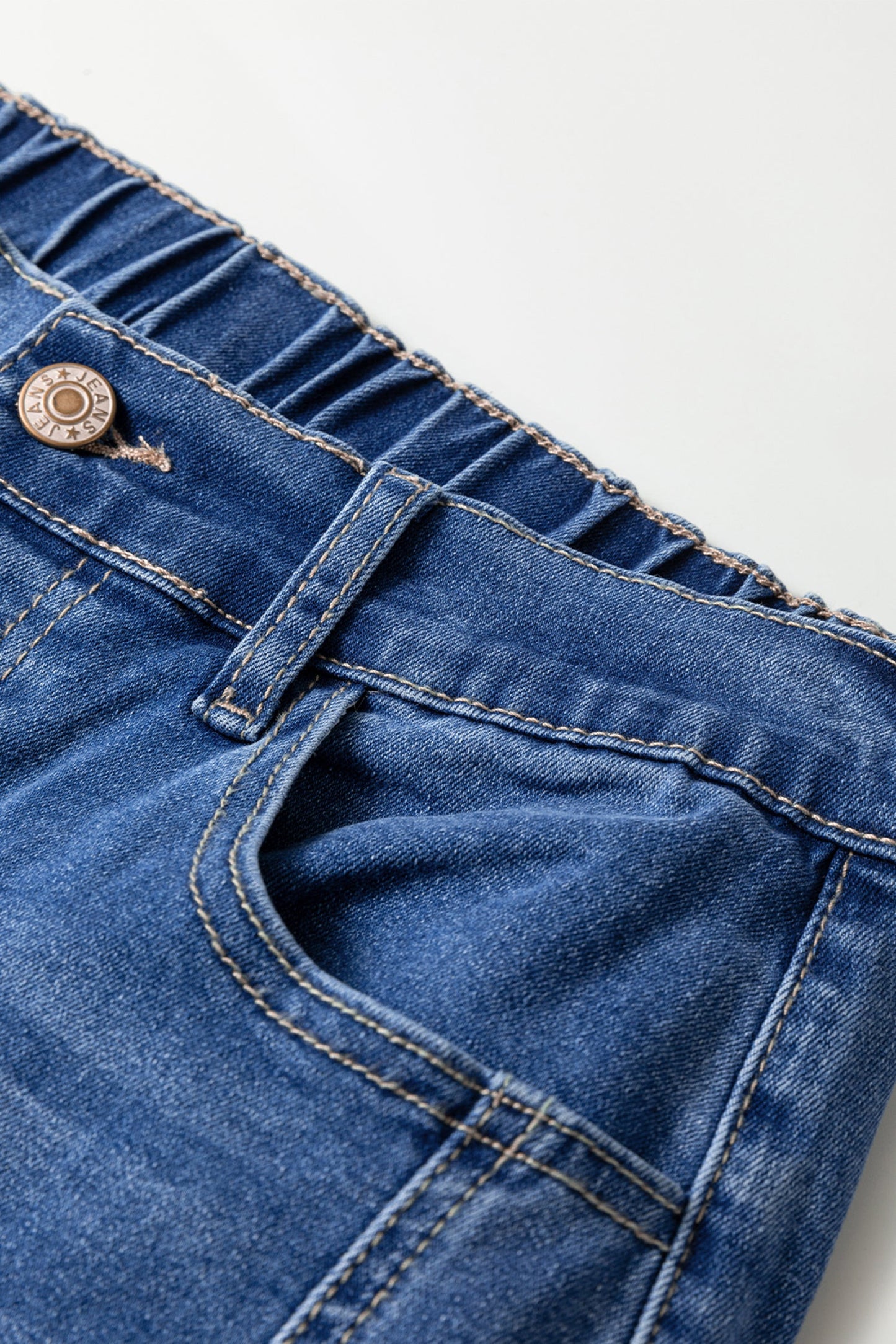 Denim Buttoned Fly Tapered Barrel Leg Jeans