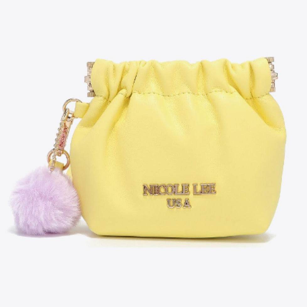 Faux Leather Women Pouch with Pompom Keychain - Nicole Lee USA