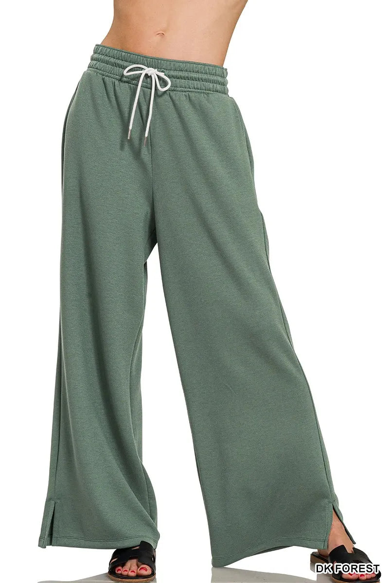 Zenana Scuba Drawstring Pants DK FOREST
