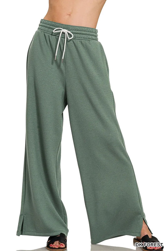 Zenana Scuba Drawstring Pants DK FOREST