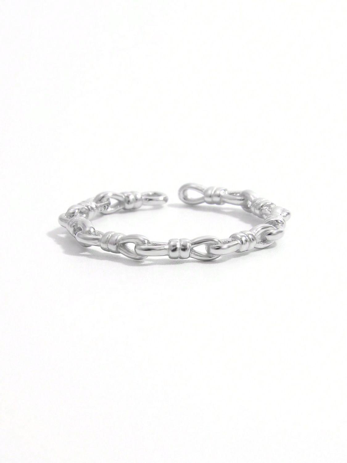925 Sterling Silver Knot Shape Open Ring Silver