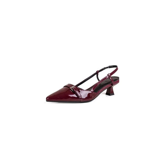 Point Toe Flare Heels Pumps Burgundy
