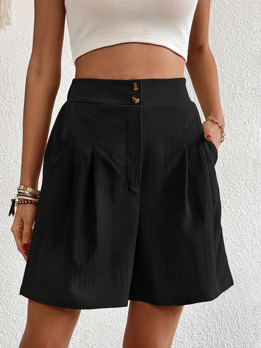High Waist Shorts with Pockets Black