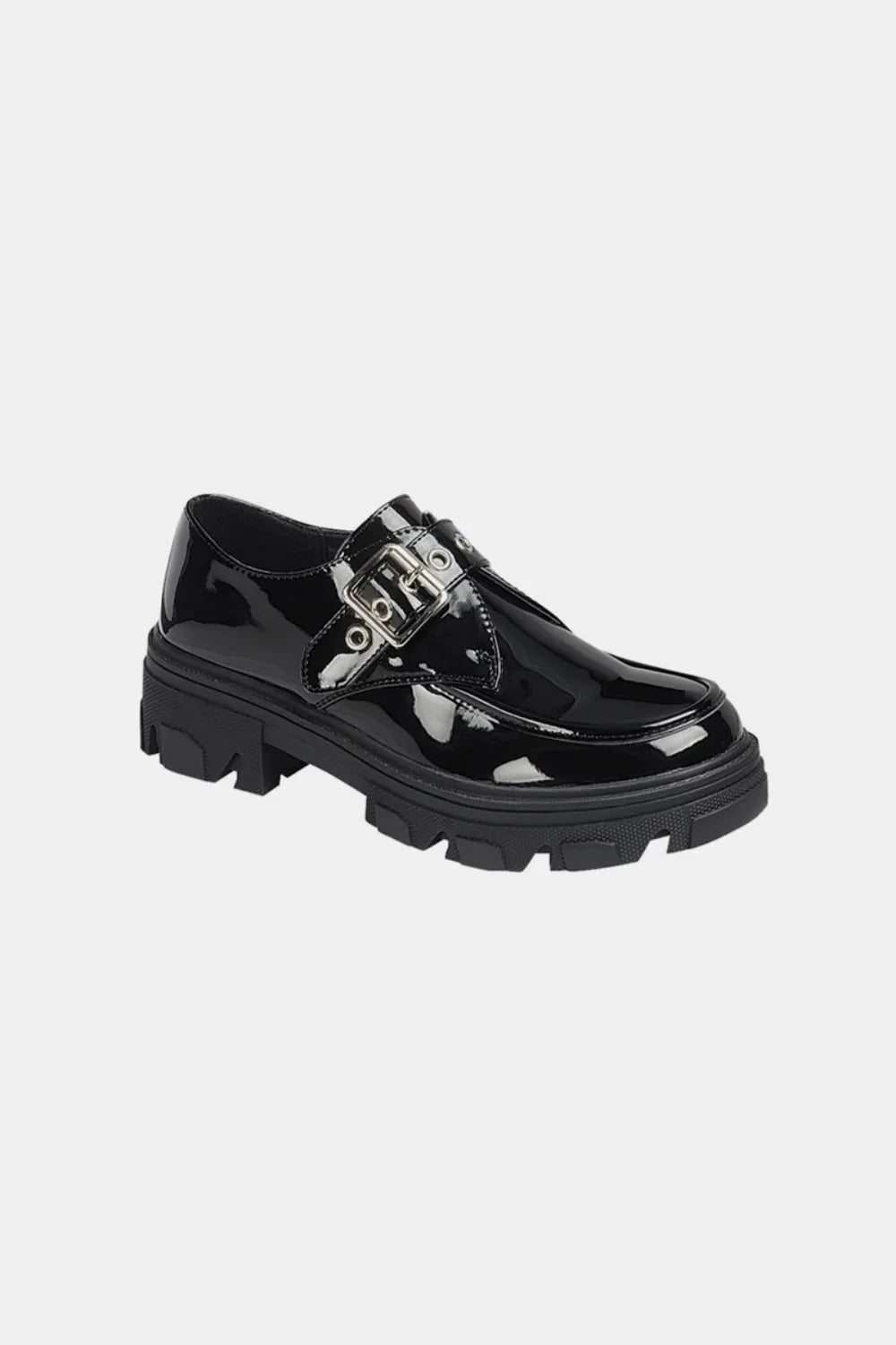 Forever Link Buckled Platform Lug Sole Loafers Black