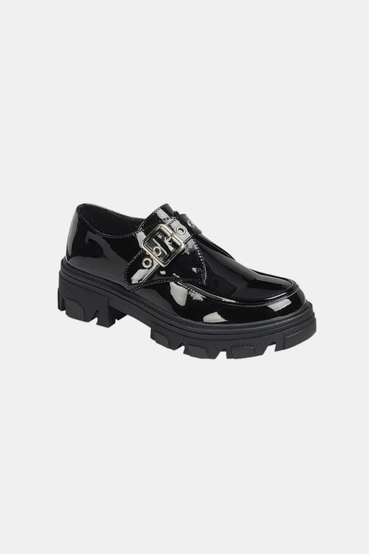Forever Link Buckled Platform Lug Sole Loafers Black