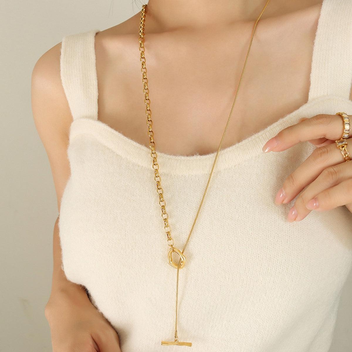 Titanium Steel Chain Necklace Gold One Size
