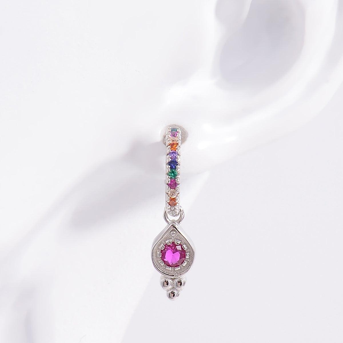 925 Sterling Silver Inlaid Zircon Earrings Silver One Size