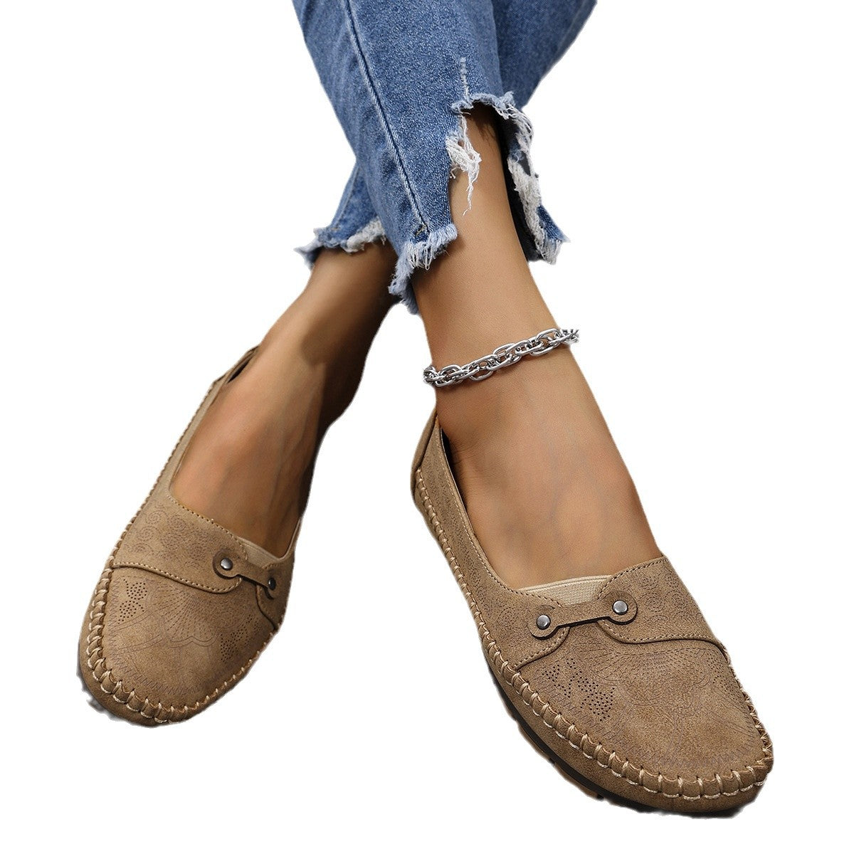 Women's Retro Flat Loafers - Comfortable Slip-On Shoes for Everyday Wear