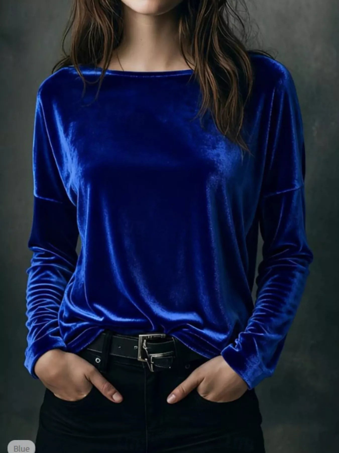 Full Size Velvet Long Sleeve T-Shirt Plus Size