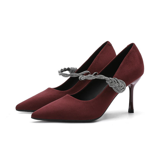 Point Toe Stiletto Pumps Burgundy