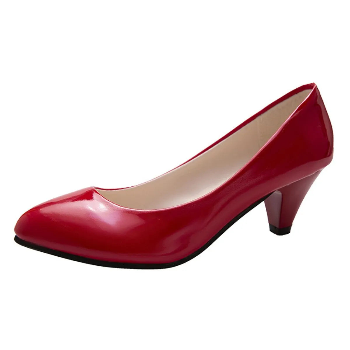 Point Toe Kitten Heels Pumps Red