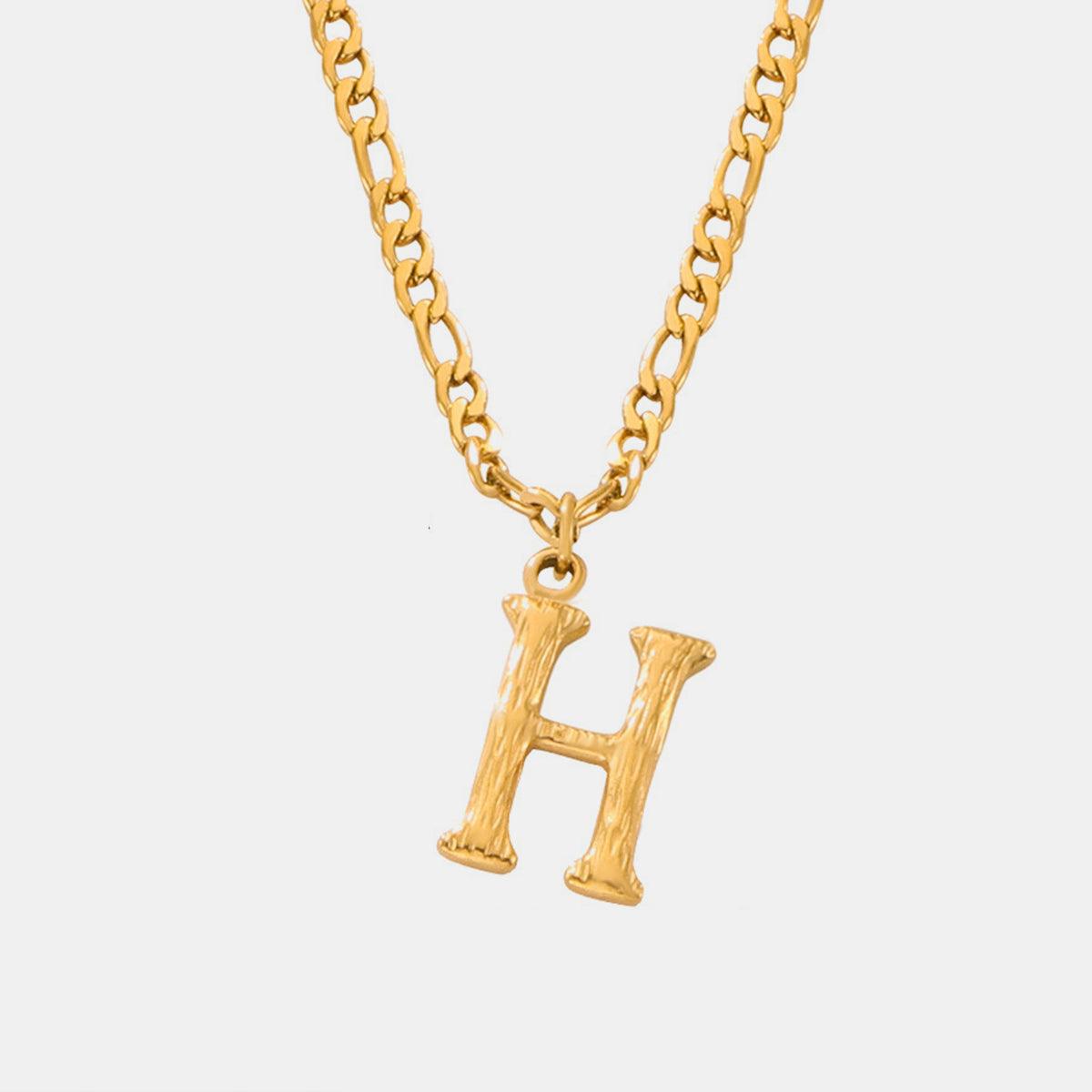Titanium Steel Letter Pendant Necklace Style H One Size