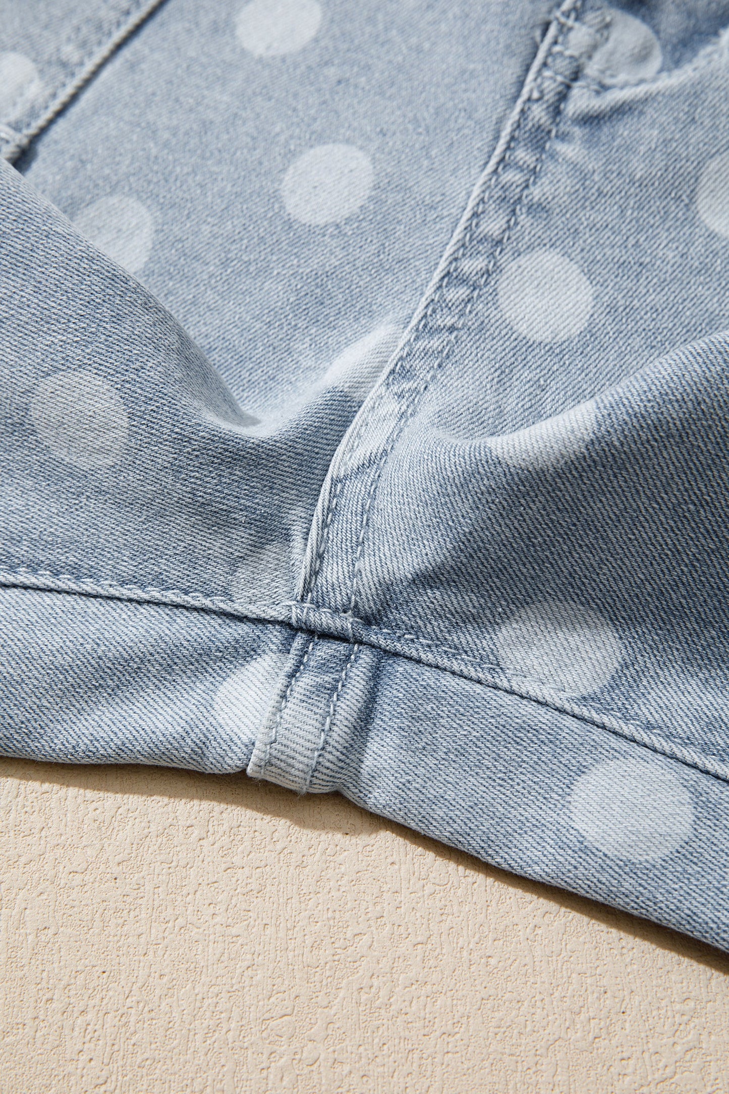 Polka Dot Denim Raw Hem Barrel Jeans