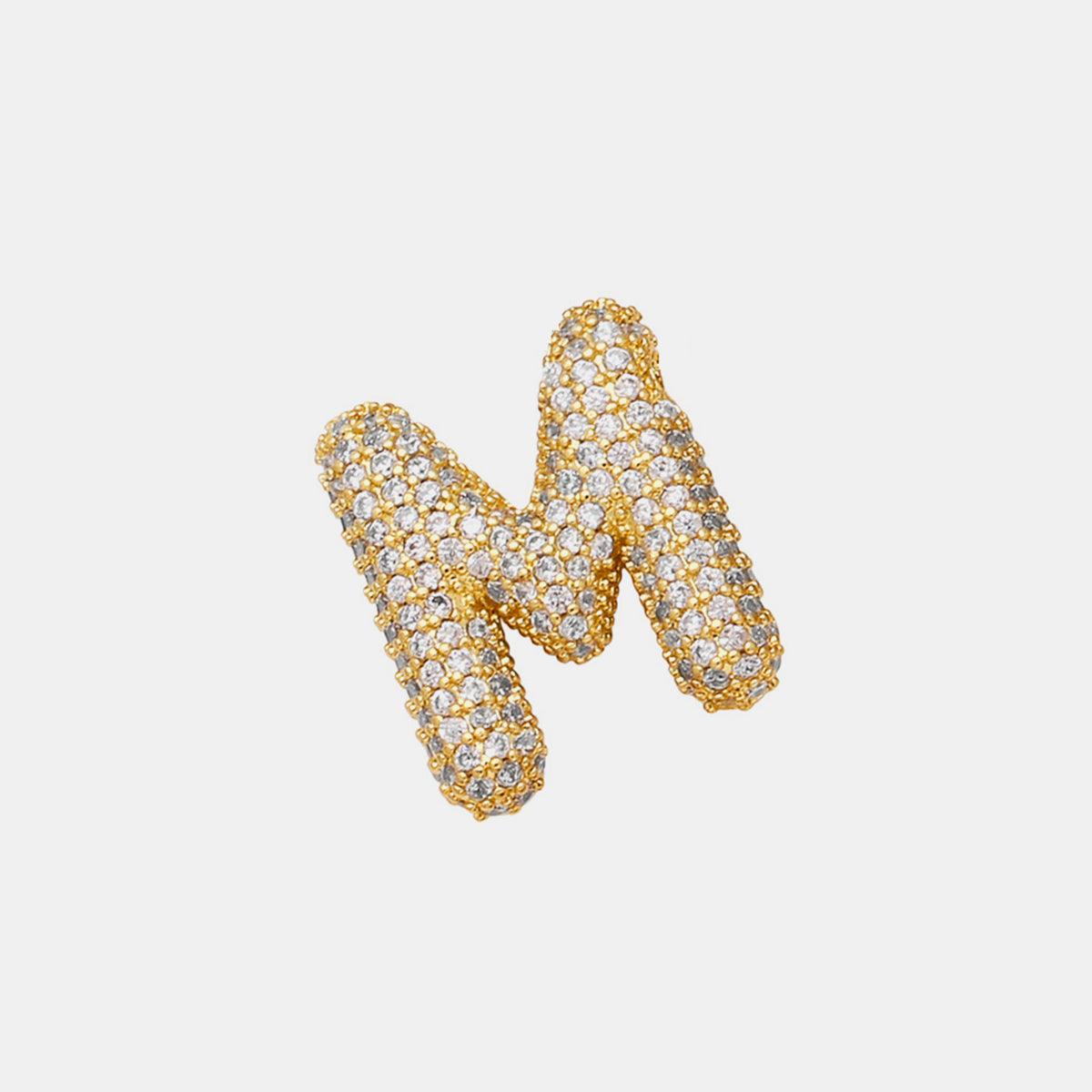 Inlaid Zircon Bubble Initial Necklace Style M One Size